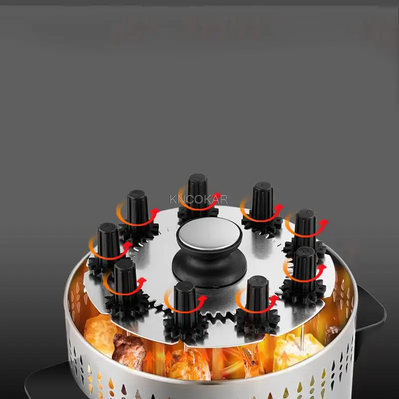 Электрическая духовка для домашнего бездымного гриля Автоматическая вращающаяся машина для приготовления шашлыка на вертеле 220 В