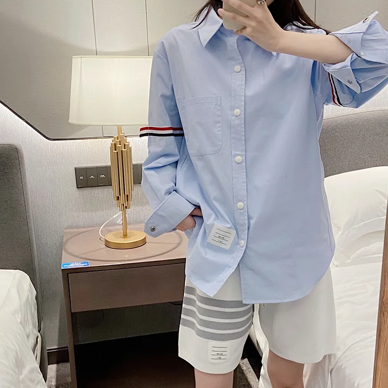 Высококачественная тканая рубашка с повязкой на руку в Корейском стиле, рубашка с длинным рукавом, Модный бренд, Свободное и тонкое повседневное пальто, хлопок