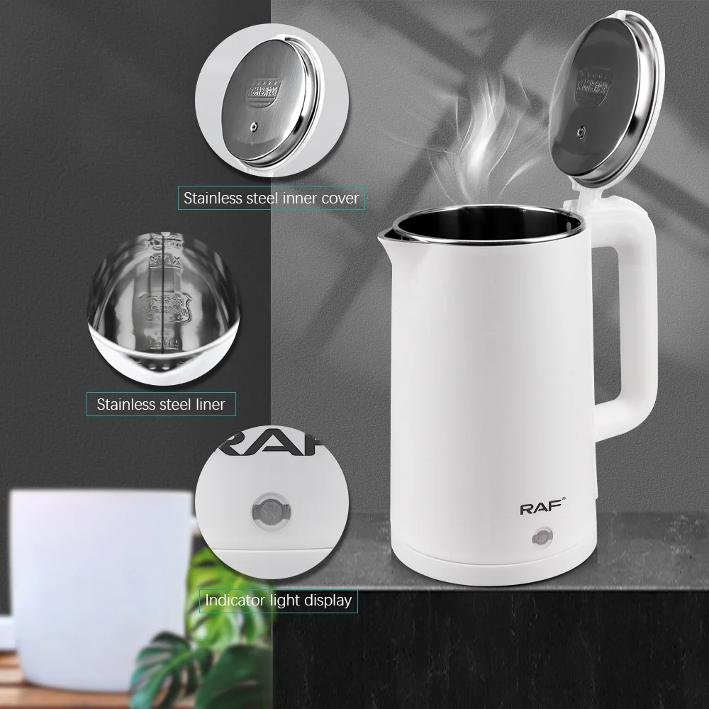 Электрический Чайник 2000 Вт, чайник с защитой от ожогов, 2Л, Большая емкость, чайник с двойными стенками, Беспроводной Бойлер для воды