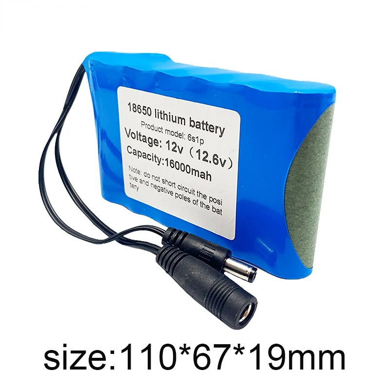 Draagbare Super 12V 6S1P 16000mAh Batterij Oplaadbare Литий-ионная Емкость постоянного тока 12,6 V 16Ah Cctv Cam Monitor + Lader
