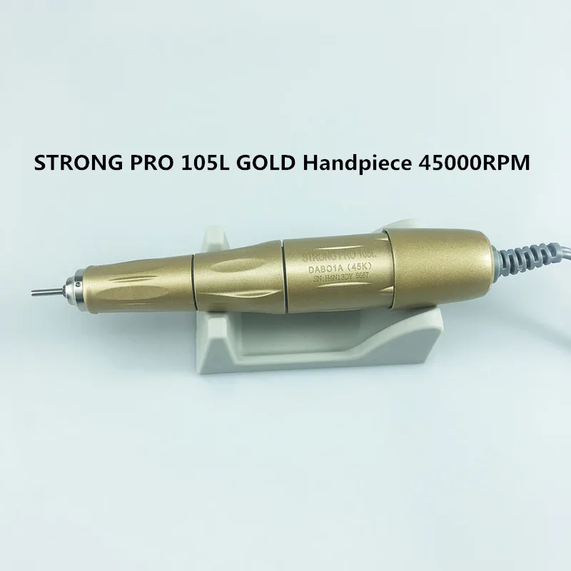 45000 об/мин, золотой наконечник STRONG 210 PRO 105 105L 65 Вт, Дрели для ногтей, Маникюрный станок, Педикюр, Электрические пилочки
