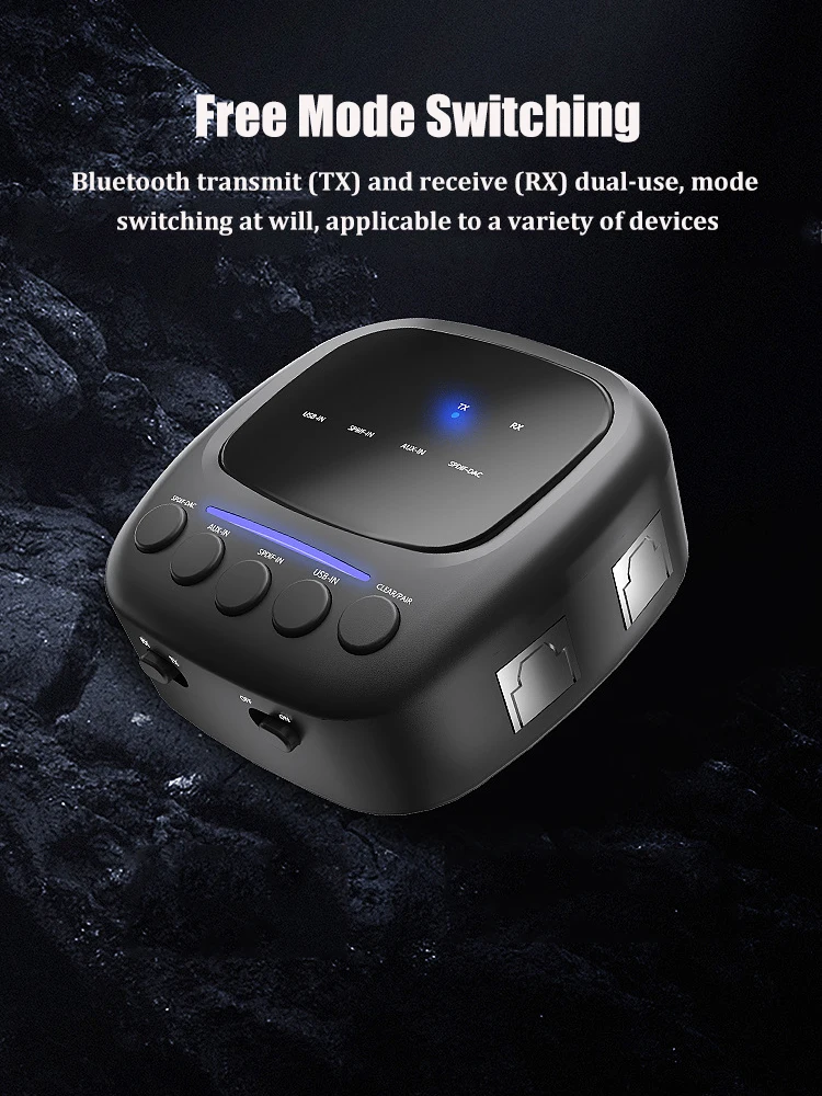 Bluetooth 5.2 Передатчик Приемник Беспроводной адаптер 2 в 1 3,5 мм Аудио AUX адаптер для автомобильного телевизора, наушников, динамика, аудио Музыки