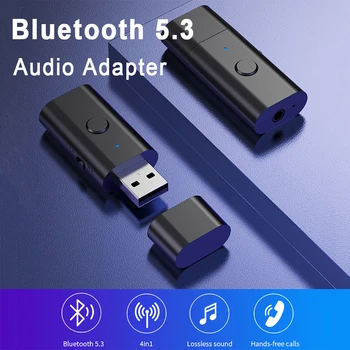 4 в 1 Беспроводной Bluetooth AUX адаптер Bluetooth 5.3 Автомобильный Аудиоприемник Передатчик с разъемом USB на 3,5 мм Музыкальный микрофон Адаптер громкой связи
