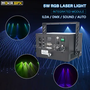 5 Вт RGB Лазерный луч Для Дискотеки ILDA DMX512 Контрольный Лазерный Проектор для Dj Вечеринки Полноцветный Профессиональный Сценический Анимированный Эффект
