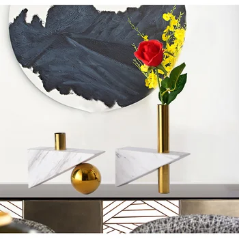 Candelabro de mármol de Metal para sala de estar, decoración de casa, candelabro nórdico pequeño