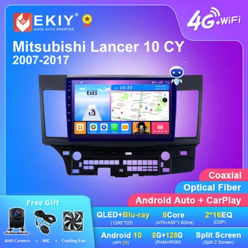 EKIY T7 Android 10 Автомобильный Радиоприемник Для Mitsubishi Lancer 10 CY 2007-2017 Мультимедийный Видеоплеер 2Din Навигация GPS Carplay Стерео HU