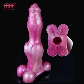FAAK, Силиконовый удлинитель для пениса, увеличение члена, Фантазийная Собачья оболочка с узлом, Секс-игрушки для мужчин, Растягивающиеся Эротические товары