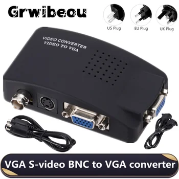 Grwibeou S-video Конвертер VGA BNC в VGA, Адаптер для Видеовыхода VGA, Конвертер BNC в VGA, Композитный Цифровой Коммутатор С кабелем постоянного тока