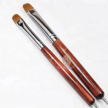 Kolinsky French Nail Brush 777 с точечным инструментом, ручка из красного дерева, Акриловый дизайн ногтей, Профессиональная поставка, Размер 12