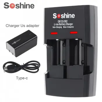 Soshine СК-С5 2 слота литий-ионный RCR123/RCR2 быстрого аккумулятор смарт зарядное устройство с светодиодный индикатор для 14250/ КАД /16340/17335/15266 батарея