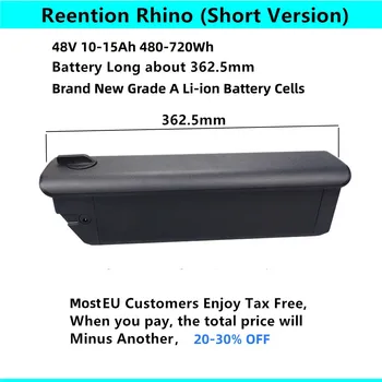 Аккумулятор для электровелосипеда Rhino 48v 10.4Ah 14Ah 15Ah для Himo C26 Max Gio Storm Lightning Bluerev Miami Vice Ride1Up 700 Battery