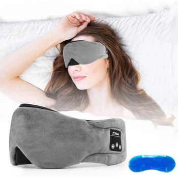 Беспроводная маска для сна, Наушники Bluetooth 5.0, маска для глаз для сна с гелевой прорезью для прохладной / теплой терапии, Ультратонкая маска для глаз с микрофоном