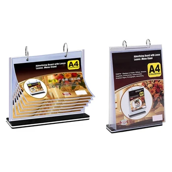 Горячая 2X многостраничная подставка для карточек формата А4 с откидной крышкой, подставка для этикеток, съемный держатель бизнес-меню для этикеток