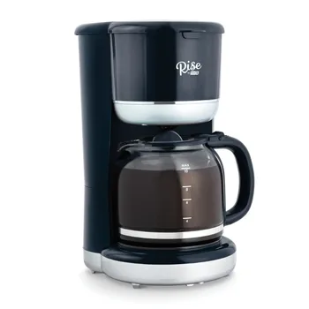 Кофеварка для приготовления капельного кофе, Многоразовая сетчатая корзина с фильтром, Стеклянный графин, 10 чашек - Черный