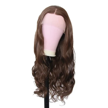 Кстати, светло-коричневый синтетический парик на кружеве спереди, длинные волнистые парики из высокотемпературного волокна для повседневной носки чернокожих женщин