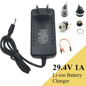 Литий-ионный аккумулятор 29,4 V 1A зарядное устройство для аккумулятора 25,2 V 25,9V 7S 18650 разъем для подключения батарейного блока DC5525