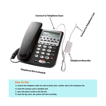 Мини-регистратор телефонных звонков, запись телефонного голоса без компьютера, отметка даты и времени в записанном файле, автоматическое включение питания