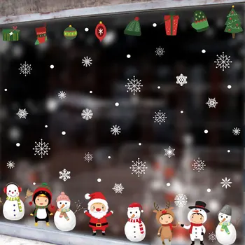 Модное Рождественское Электростатическое Украшение Окна Прекрасный Санта-Клаус Стикер На стену Снеговик Снежинка Новогоднее Искусство Домашнего Декора