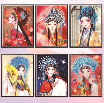 Новое Поступление алмазной живописи-Традиционная китайская оперная тема для украшения гостиной и спальни 5D Полная дрель, вышивка крестиком