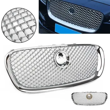 Передняя Верхняя Решетка Автомобиля, Сетчатая Решетка Для Jaguar XF X-F 2008 2009 2010 2011, 4 Двери, Серебристый Хром, с эмблемой