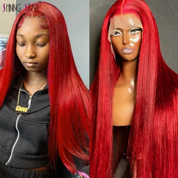 Перуанские Прямые Красные Парики из человеческих волос на кружеве 99J, парики из человеческих волос на кружеве бордового цвета для женщин, парики из кружева Remy 13x4