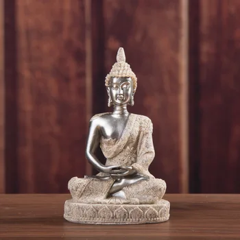 Ремесла, скульптура Сидящего Будды из Песчаника, Статуя Будды, Дзен-Тантрическое Украшение, Украшение для дома, Украшение из смолы, подарок