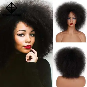 Синтетический парик Spring Sunshine 6 дюймов 100 г синтетический парик Короткие парики Афро Яки прямые черные волосы для афроамериканских женщин