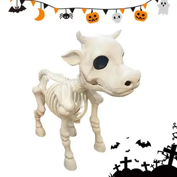 Скелет Коровы На Хэллоуин 2023, Украшения из Скелета на Хэллоуин, Реалистичная Статуя Коровы на Кладбище, Реквизит для Дома с Привидениями