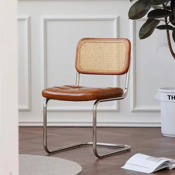 Средневековый обеденный стул из ротанга, скандинавское дизайнерское кресло для домашнего офиса, кресло для отдыха в отеле