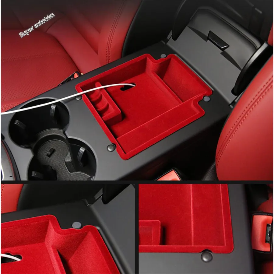 Автоаксессуары для Porsche Macan 2014-2023 Коробка для хранения передней двери/Центрального подлокотника, держатель для телефона, контейнер, лоток, Органайзер