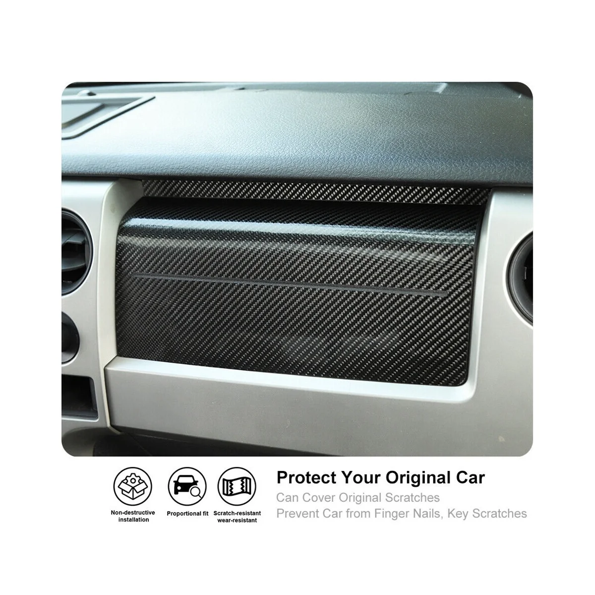 Приборная панель второго пилота, отделка, декоративные наклейки для Ford F150 2009-2014 Аксессуары - мягкое углеродное волокно