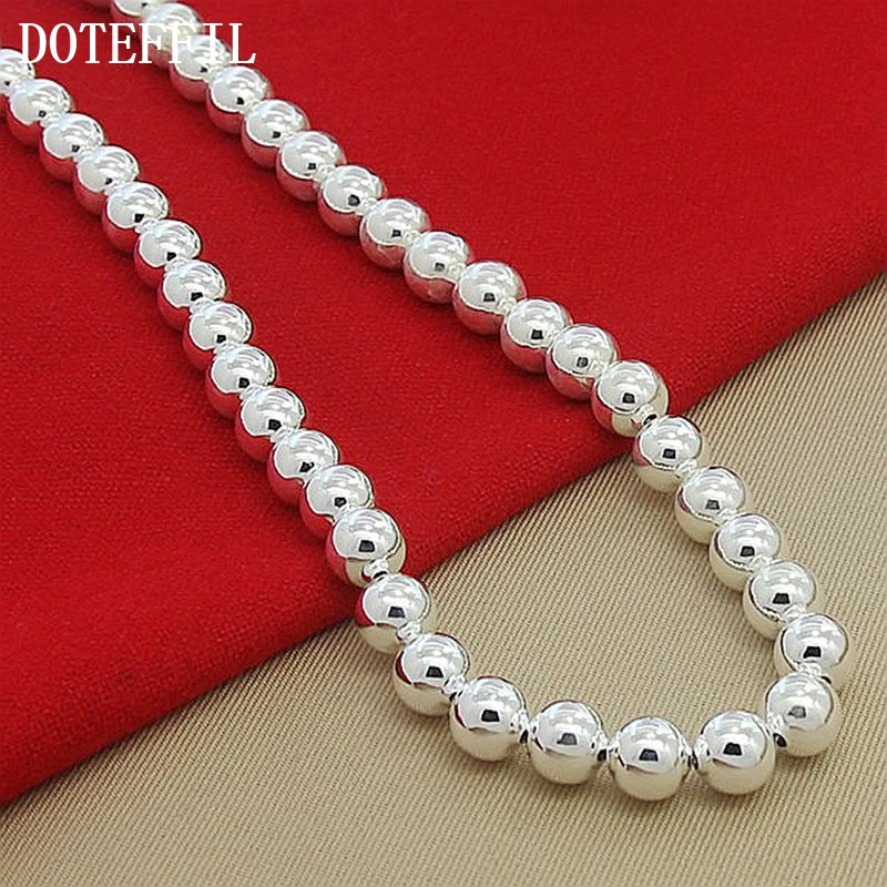 DOTEFFIL Стерлинговое серебро 925 пробы, 10 мм, полый гладкий шарик, ожерелье из бисера для женщин, мужчин, Обручение, Свадебная мода, очаровательные ювелирные изделия
