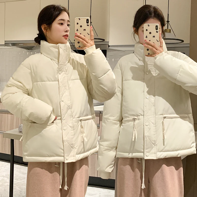 Зимние куртки для женщин 2023, Новый Корейский стиль, Модные короткие парки Оверсайз, Толстая теплая зимняя одежда Высокого качества