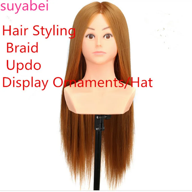 Длина волос 55-60 см, 100% высокотемпературное шелковое волокно, голова манекена, волосы, голова куклы с прической, практика с плечом