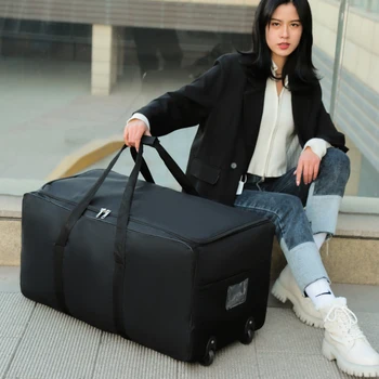 2023 Универсальная дорожная сумка Унисекс на колесиках, портативный чемодан большой емкости, прочная Оксфордская простая сумка 10 кг, ручная кладь