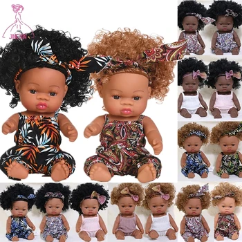 35 см Американские Возрожденные Черные Куклы Ручной Работы, Силиконовые Виниловые Детские Мягкие Реалистичные Новорожденные Африканские Куклы-Реборн, Игрушки Для Девочек, Рождественские Подарки