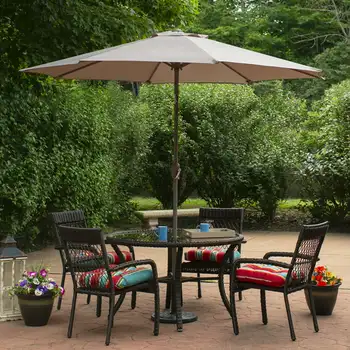 9-футовый открытый зонт для патио с рукояткой и наклоном - темно-серый для сада на открытом воздухе