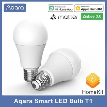 Aqara Matter Умная Светодиодная Лампа T1 Глобальная версия Zigbee 3.0 E27 2700K-6500 K Умный Дом Светодиодная Лампа Для Xiaomi Mihome Homekit