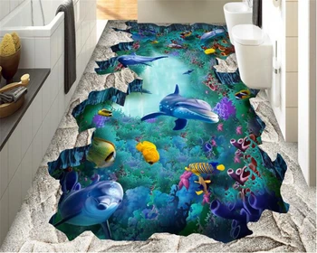Beibehang Ocean World Искусство ванной Комнаты 3D 3D Картины Напольные картины Гостиная Спальня Ванная комната 3D Пол ПВХ Противоскользящий пол