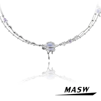 MASW Оригинальное Дизайнерское ожерелье с подвеской из синего камня, Тренд 2023, Новые Роскошные ювелирные изделия Для женщин, Высококачественное Ожерелье с латунной цепочкой, подарок