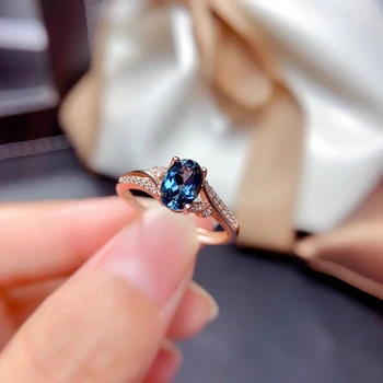 MeiBaPJ Lodon Простое кольцо с голубым топазом для женщин из настоящего серебра 925 пробы, изысканные вечерние украшения