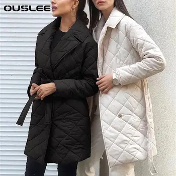 OUSLEE-Женское Прямое пальто с длинными глубокими карманами, Воротник на заказ, Стильная верхняя одежда, Зимняя куртка для женщин, Повседневная зимняя парка