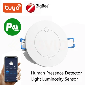 Tuya WiFi/Zigbee Радар Детектор присутствия человека, датчик освещенности 2 в 1 функция Обнаружения человеческого тела, датчик движения PIR