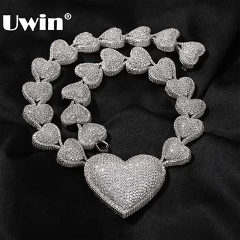UWIN Подвески в виде сердца, Ожерелья для женщин, Чокеры с кубическим цирконием Iced Out, Модные украшения для подарка