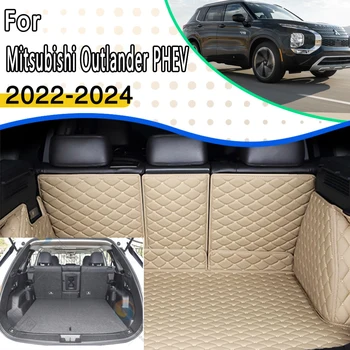 Автомобильные Коврики Для Заднего Багажника Mitsubishi Outlander PHEV GN 2022 2023 2024 5-местный Кожаный Коврик Для Хранения Багажника Автомобиля Аксессуары Для Интерьера