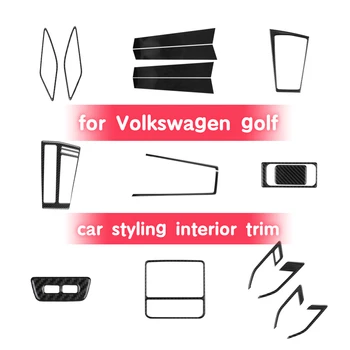 Автомобильные наклейки из натурального углеродного волокна подходят для Volkswagen Golf, автомобильных дверей, центральной консоли, внутренней отделки автомобиля для укладки