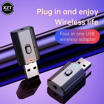 Адаптер Bluetooth 5,0 USB Беспроводной Bluetooth Передатчик Приемник Музыка Аудио для ПК Автомобиля громкая связь 3,5 мм AUX конвертер переключатель