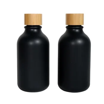 Бамбуковая Деревянная крышка, Матовая черная ПЭТ Пластиковая бутылка, Шампунь, флаконы многоразового использования, 300 мл, Пустой косметический тонер, Внутренняя пробка, бутылка 10 шт.