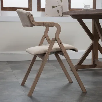 Бентвуд современный простой ретро семейный складной обеденный стул с тканевой спинкой кофейный ресторан кабинет шезлонг простой