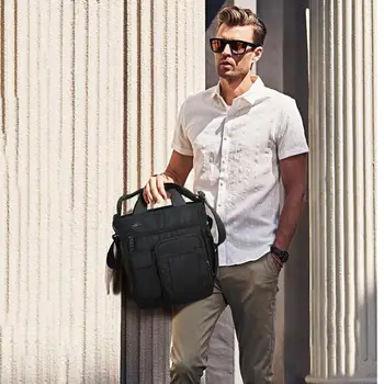 Деловой мужской портфель с несколькими карманами на молнии, сумка для ноутбука через плечо